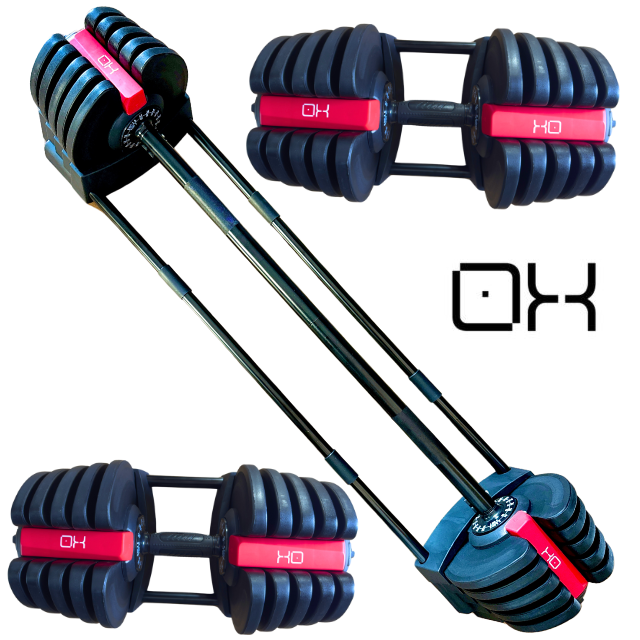 x2 40KG Adjustable Dumbbells Set & Barbell. 2-in-1 (80Kg total)