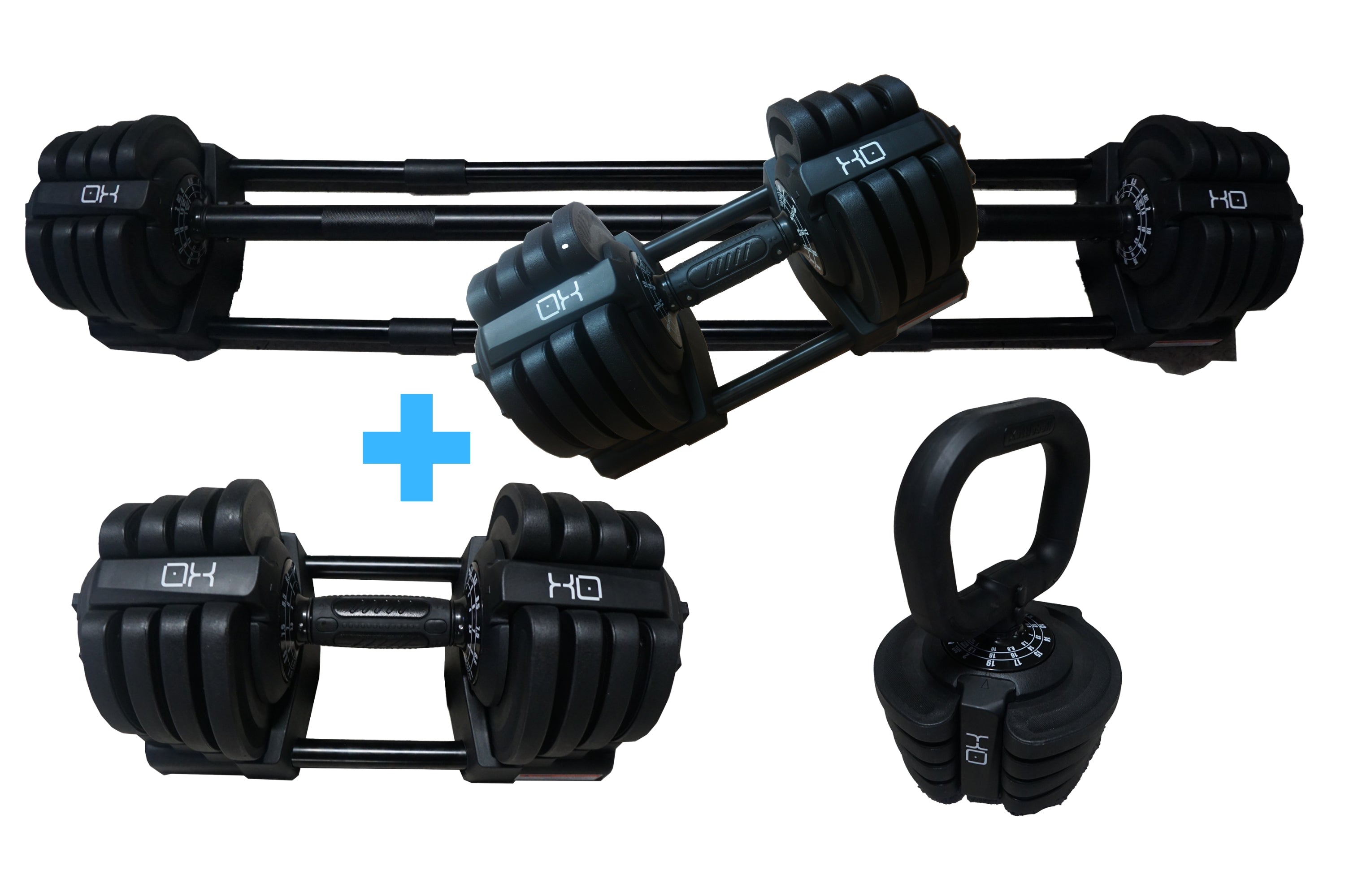 OXi 36KG 3 in 1 Adjustable Dumbbells Barbell Kettlebell