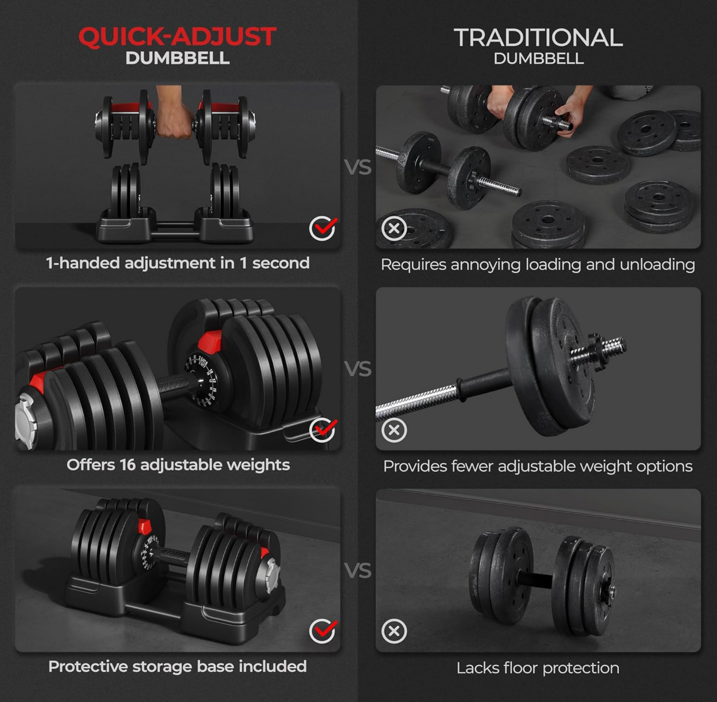 40KG Adjustable Dumbbells Pair. 80KG total weight + Barbell. 2-in-1