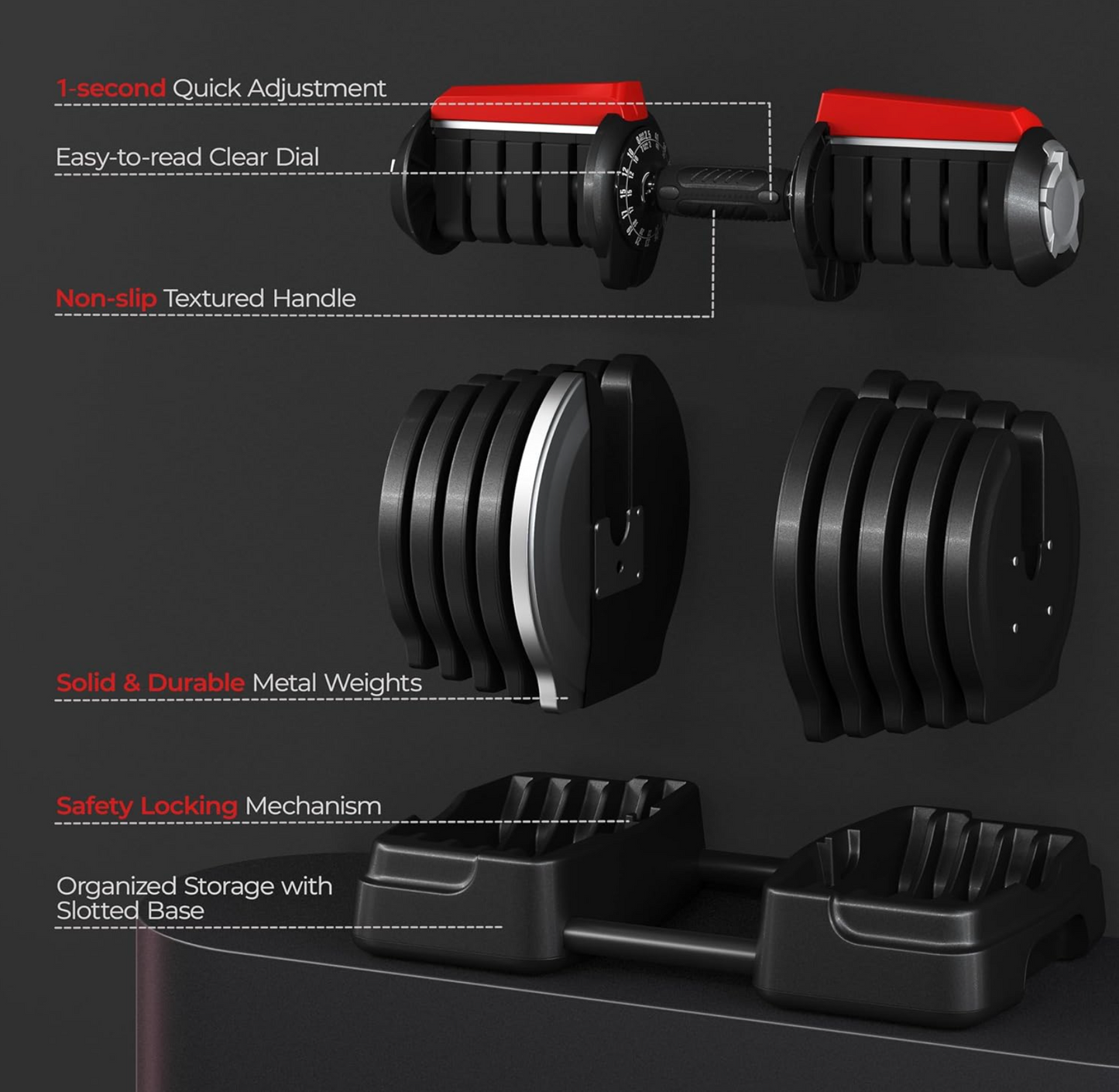 40KG Adjustable Dumbbells Pair. 80KG total weight + Barbell. 2-in-1